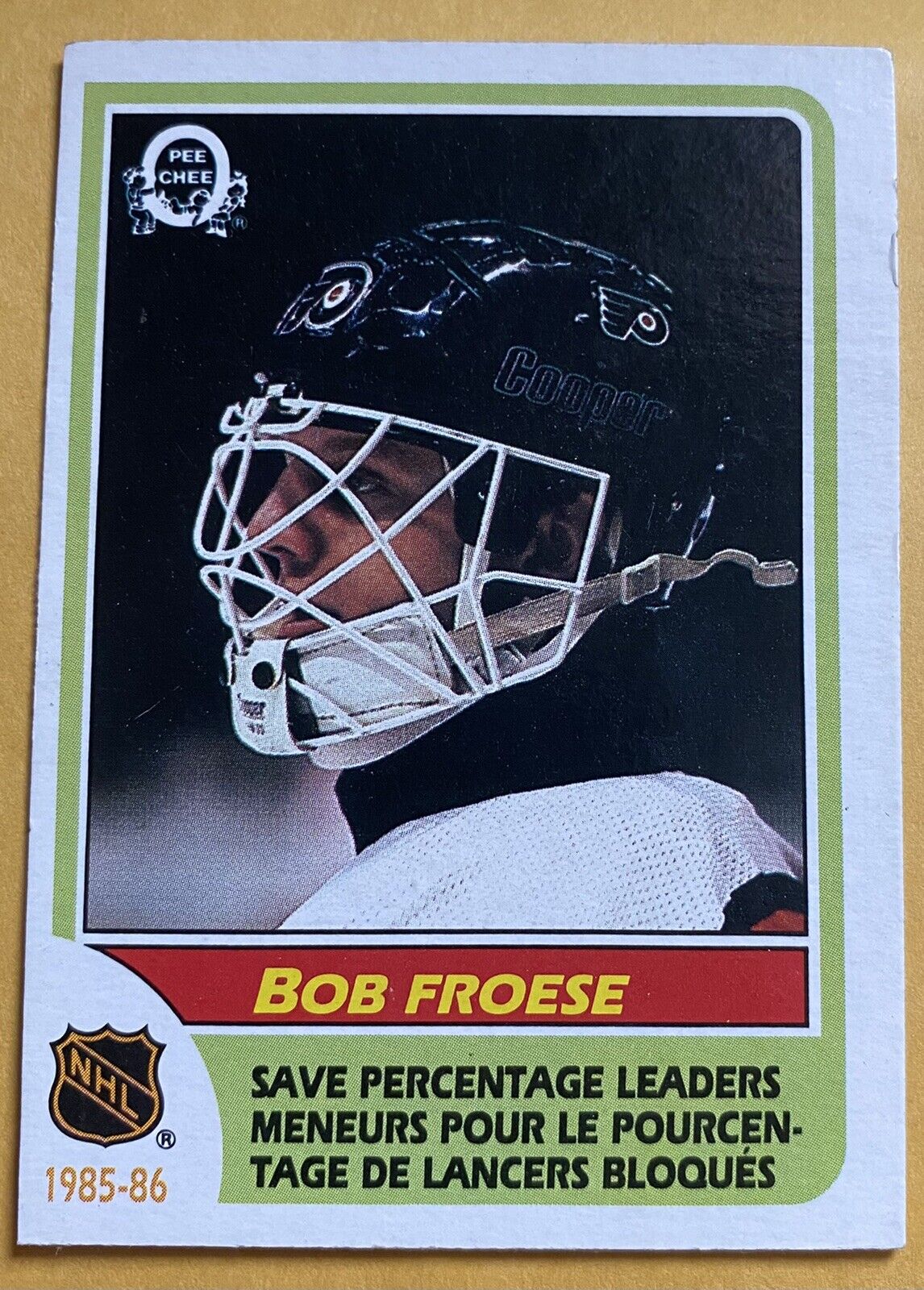 1986-87 O-PEE-CHEE Bob Froese Save Percentage Leaders 1985/1986