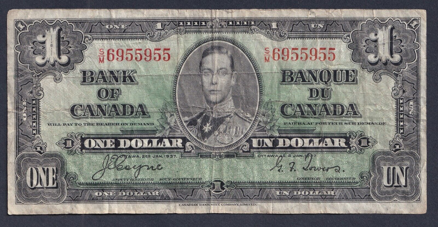 1937 Bank Of Canada $1 One Dollar Coyne - Towers