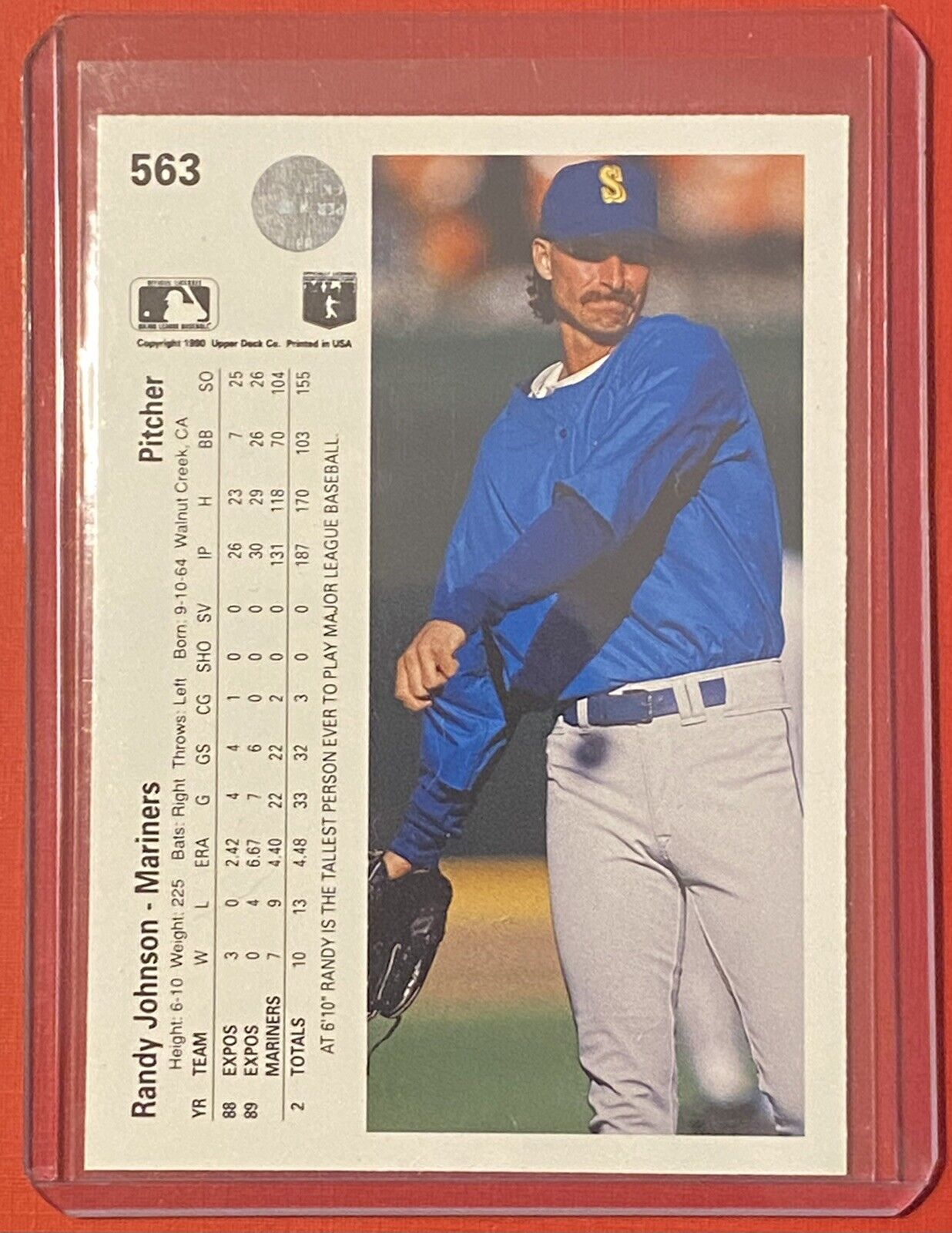 1990 Upper Deck Baseball Randy Johnson Seattle Mariners #563