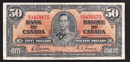 Canada 1937 $50 Fifty Dollar Banknote Gordon - Towers B/H 33459175