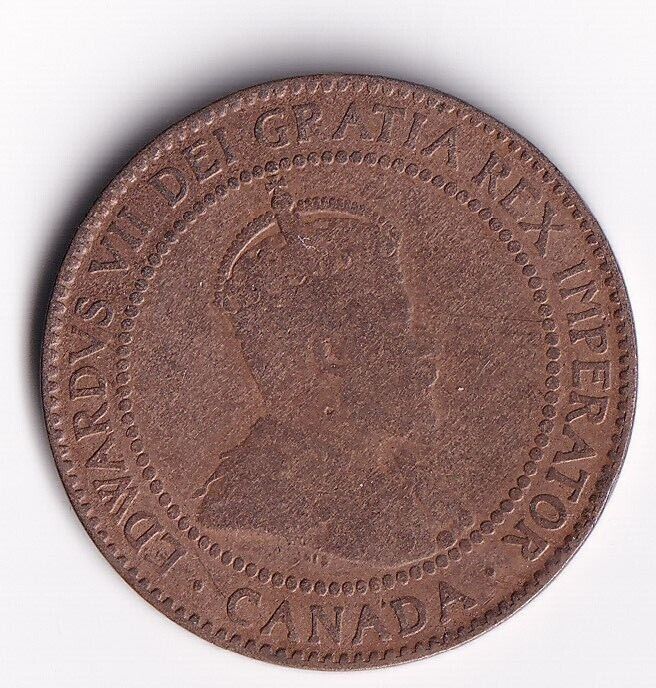 Canada 1910 1 Cent One Large Cent Coin King Edward Nice Details