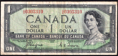 Canada 1954 $1 One Dollar Devils Face Banknote Coyne - Towers G/A 0305310