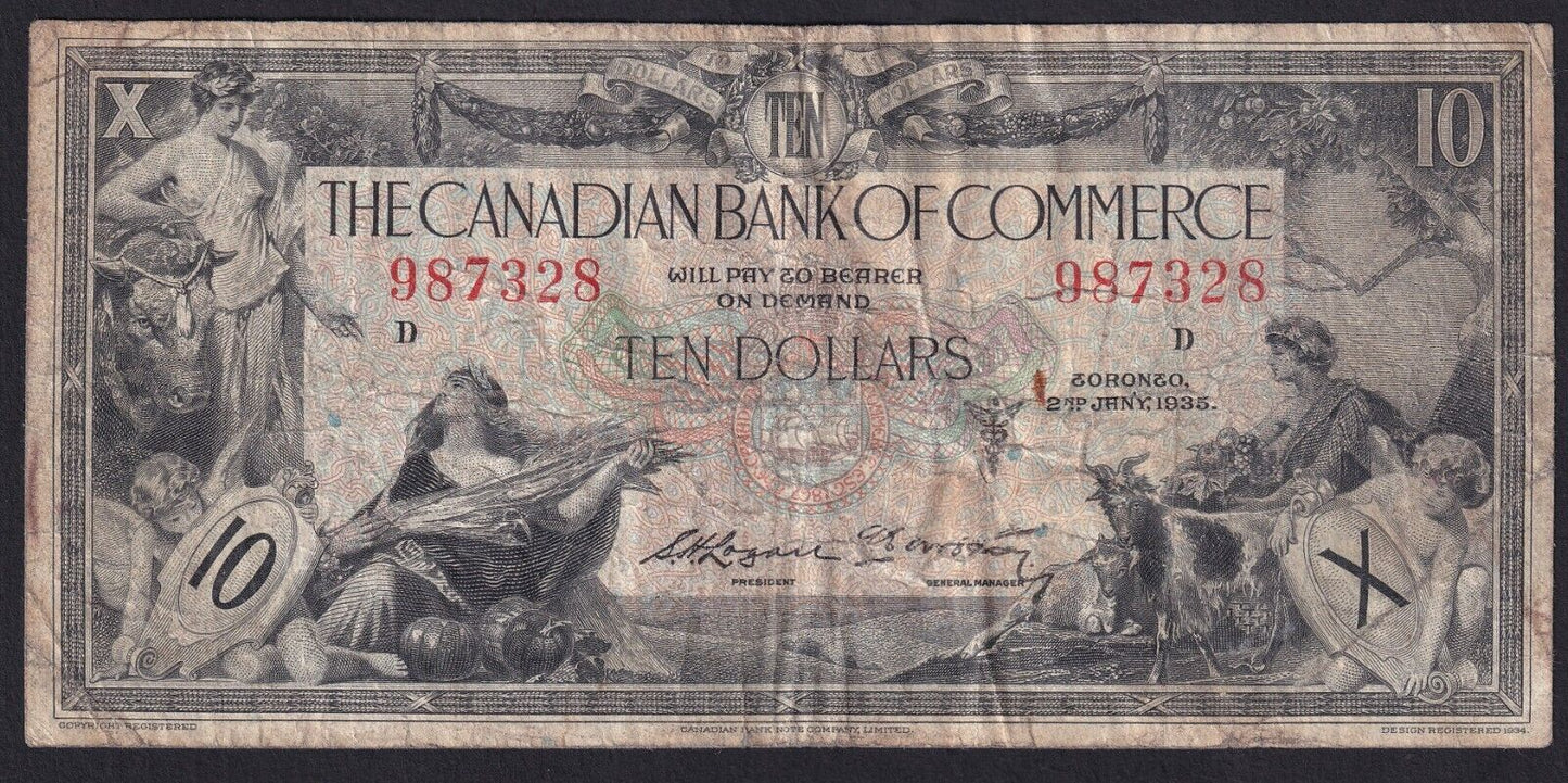 Canada Bank Of Comerce 1935 $10 Five Dollar Banknote Logan - Arscott