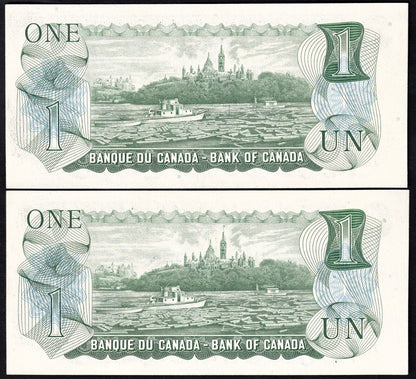 Canada 1973 $1 One Dollar Lot Of Two Consecutive Replacemnt Banknotes Lawson *AA