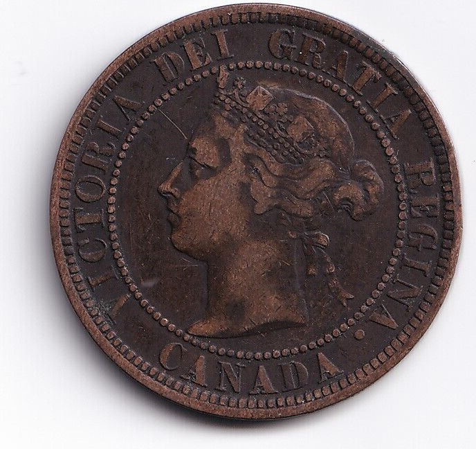 Canada 1882H 1c One Large Cent Queen Victoria Obverse 2 Fine #2