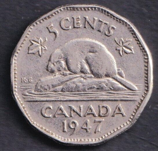 Canada 1947 Dot Five Cent 5c Nickel King George VI #2