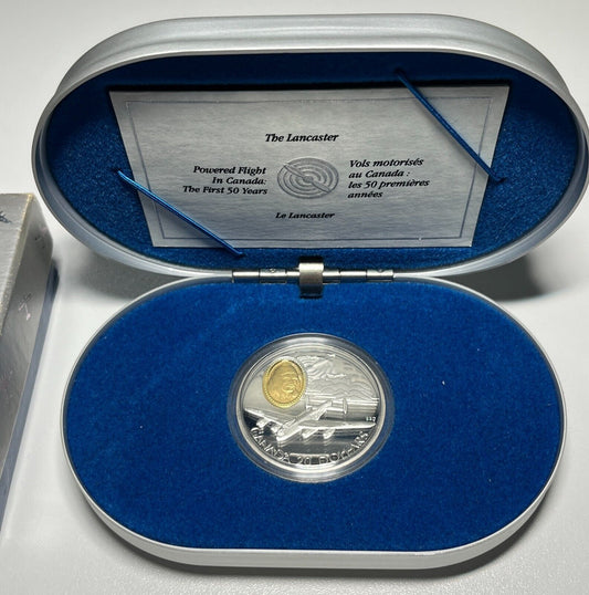 1990 Canada $20 Avro Lancaster Aviation Sterling Silver Proof With Box + COA