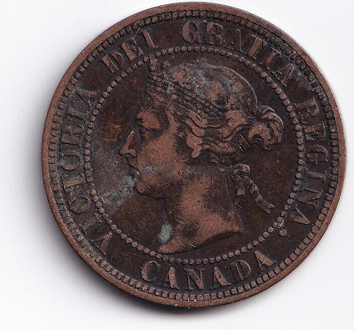 Canada 1882H 1c One Large Cent Queen Victoria Obverse 2 Fine #1