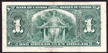 Canada 1937 $1 One Dollar Banknote Coyne - Towers U/N 6886481 Nice Colour