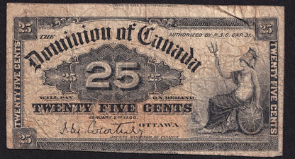 1900 Dominion of Canada 25c Shinplaster Note Courtney