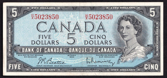 Canada 1954 $5 Five Dollar Banknote Beattie - Rasminsky Nice Colour H/S 5023850