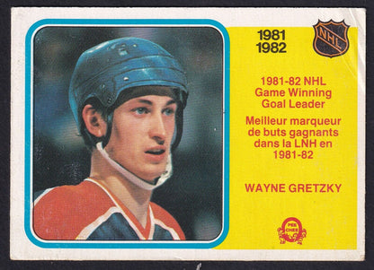 1981-1982 O-Pee-Chee Wayne Gretzky Edmonton Oilers Game Winning Goal Leader #242