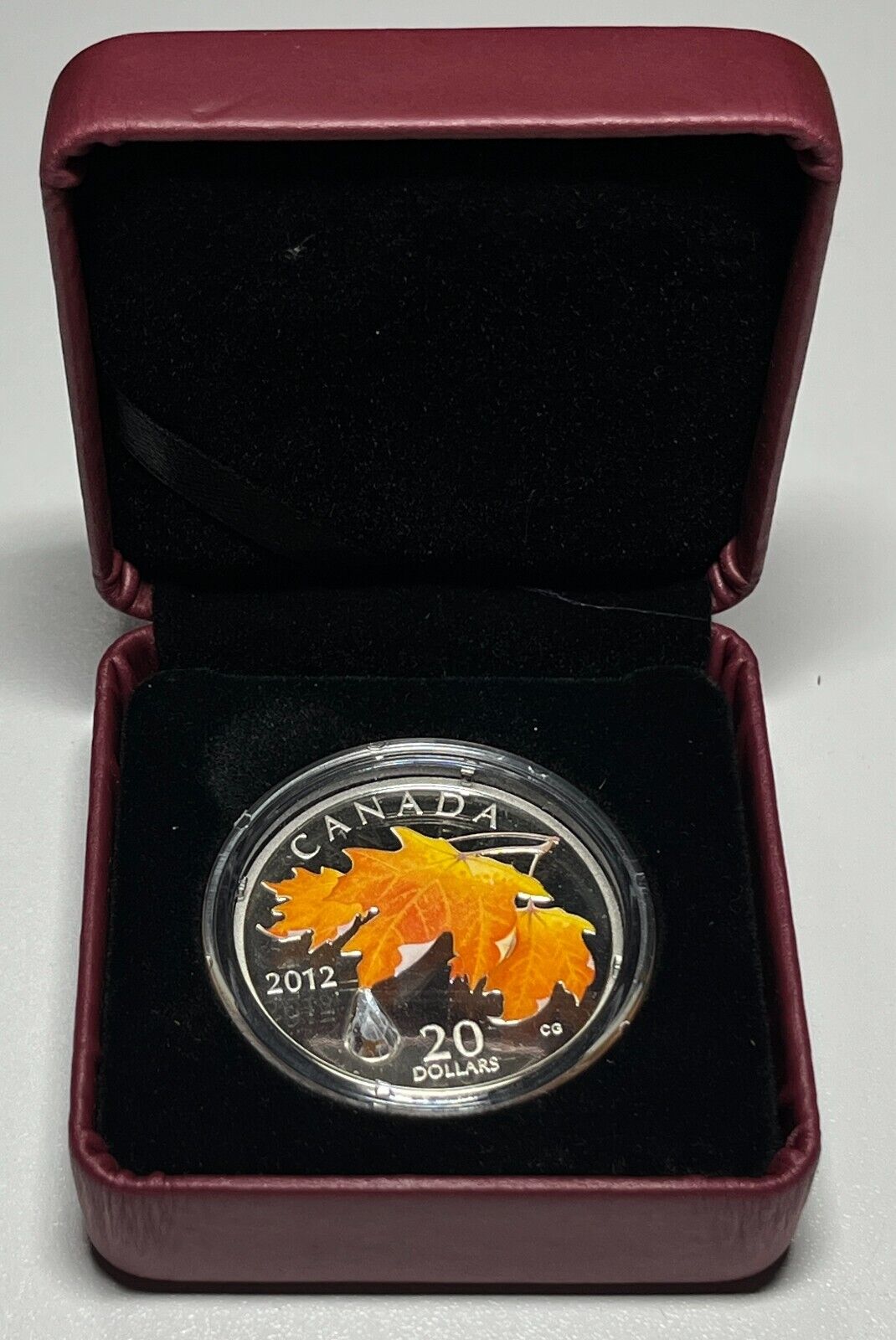 2012 $20 Canada Fine Silver Coin Maple Leaf with Crystal Raindrop No COA