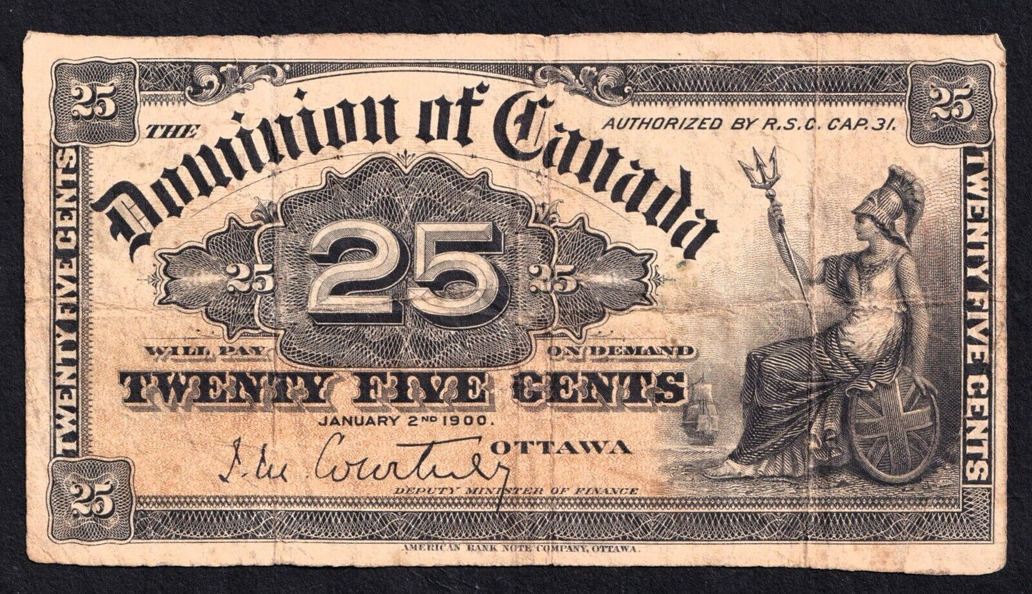 1900 Dominion of Canada 25c Shinplaster Note Courtney #11