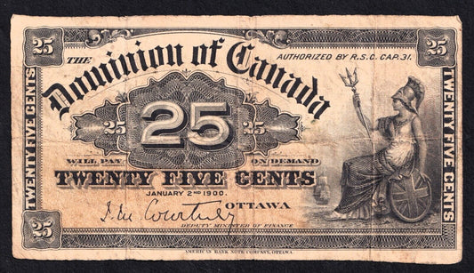 1900 Dominion of Canada 25c Shinplaster Note Courtney #11