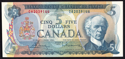 Canada 1972 $5 Five Dollar Banknote Lawson-Bouey Beautiful Colour CA 2039144