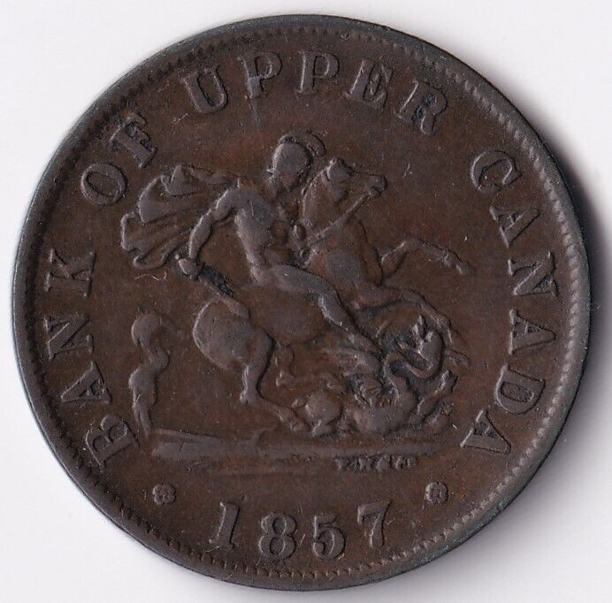 Bank Of Upper Canada 1857 Half Penny Dragonslayer Token PC-5D BR-720 #7