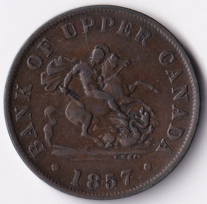 Bank Of Upper Canada 1857 Half Penny Dragonslayer Token PC-5D BR-720 #7