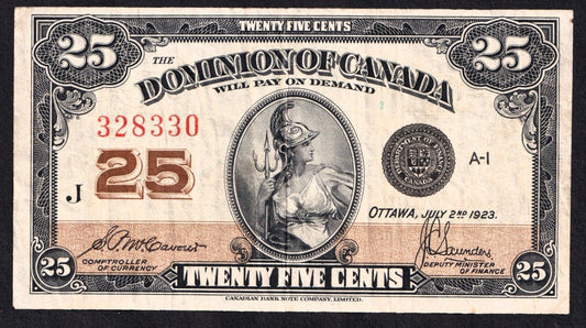 1923 Dominion of Canada 25c Shinplaster Note McCavour - Saunders 328330