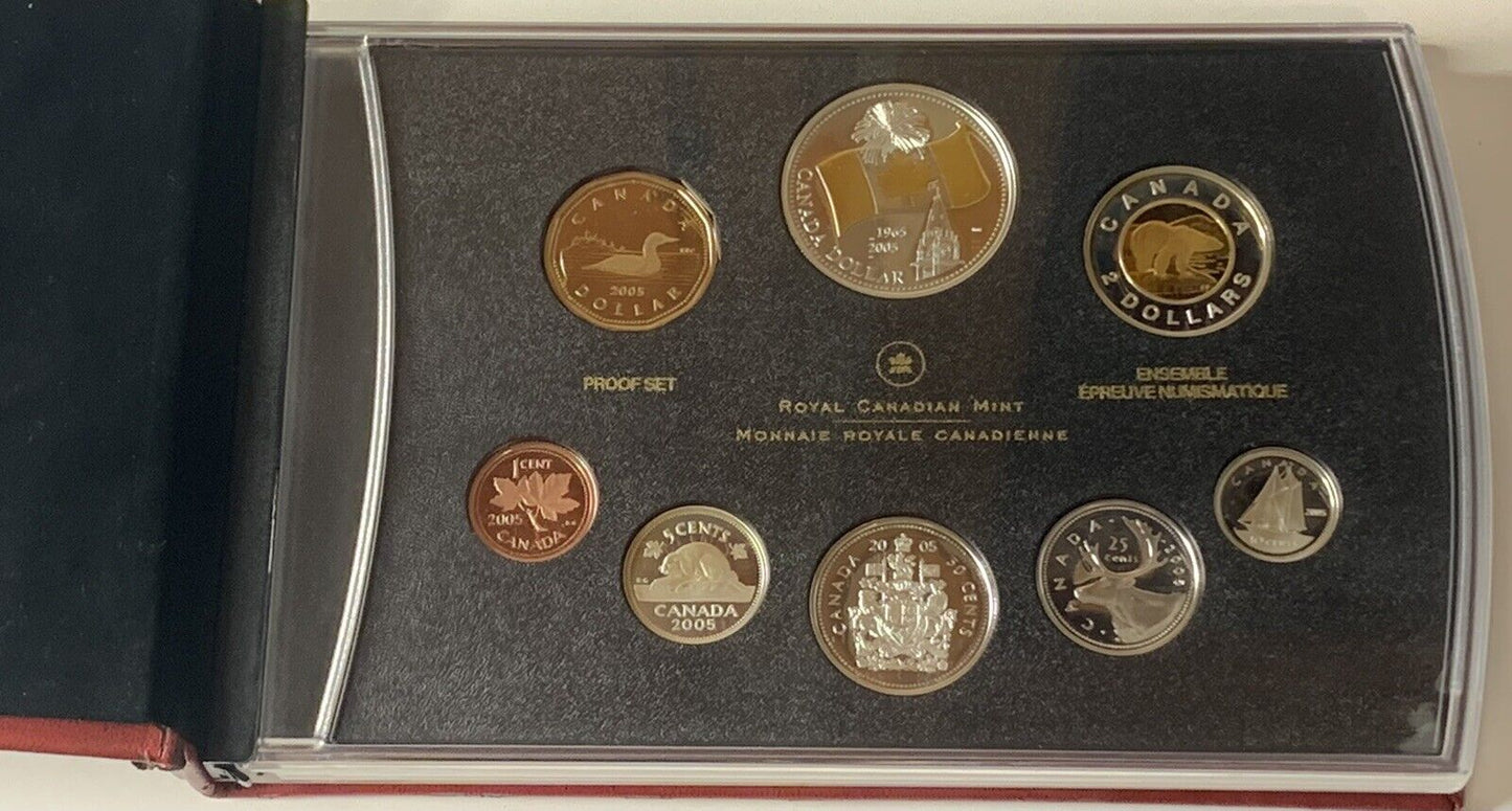  2005 Canada Proof Set of Coins - 40th Anniversary of Canada's Flag 