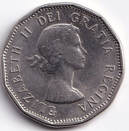 Canada 1960 Five Cent 5c Nickel Queen Elizabeth II  Re-Engraved Date "D"