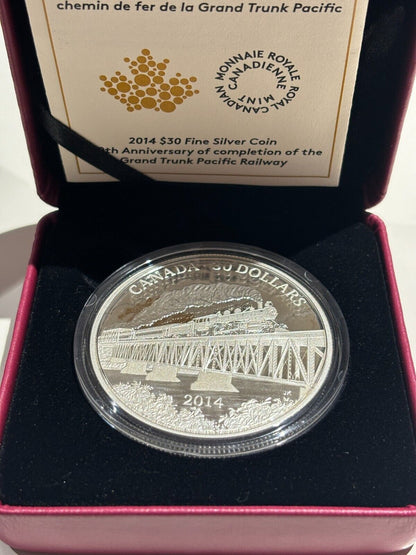 Canada 2014 $30 Fine Silver Coin 100th Anniversary Of Completion Of Railway