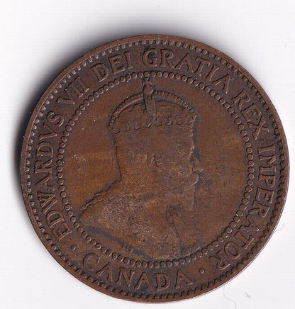 Canada 1910 1 Cent One Large Cent Coin King Edward Nice Details