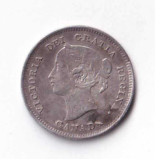 Canada 1900 Five Cent Coin Queen Victoria Round "O" VF QV40