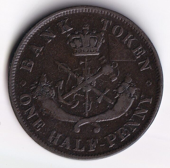 Bank Of Upper Canada 1854 Half Penny Dragonslayer Token PC-5C1 BR-720 #2