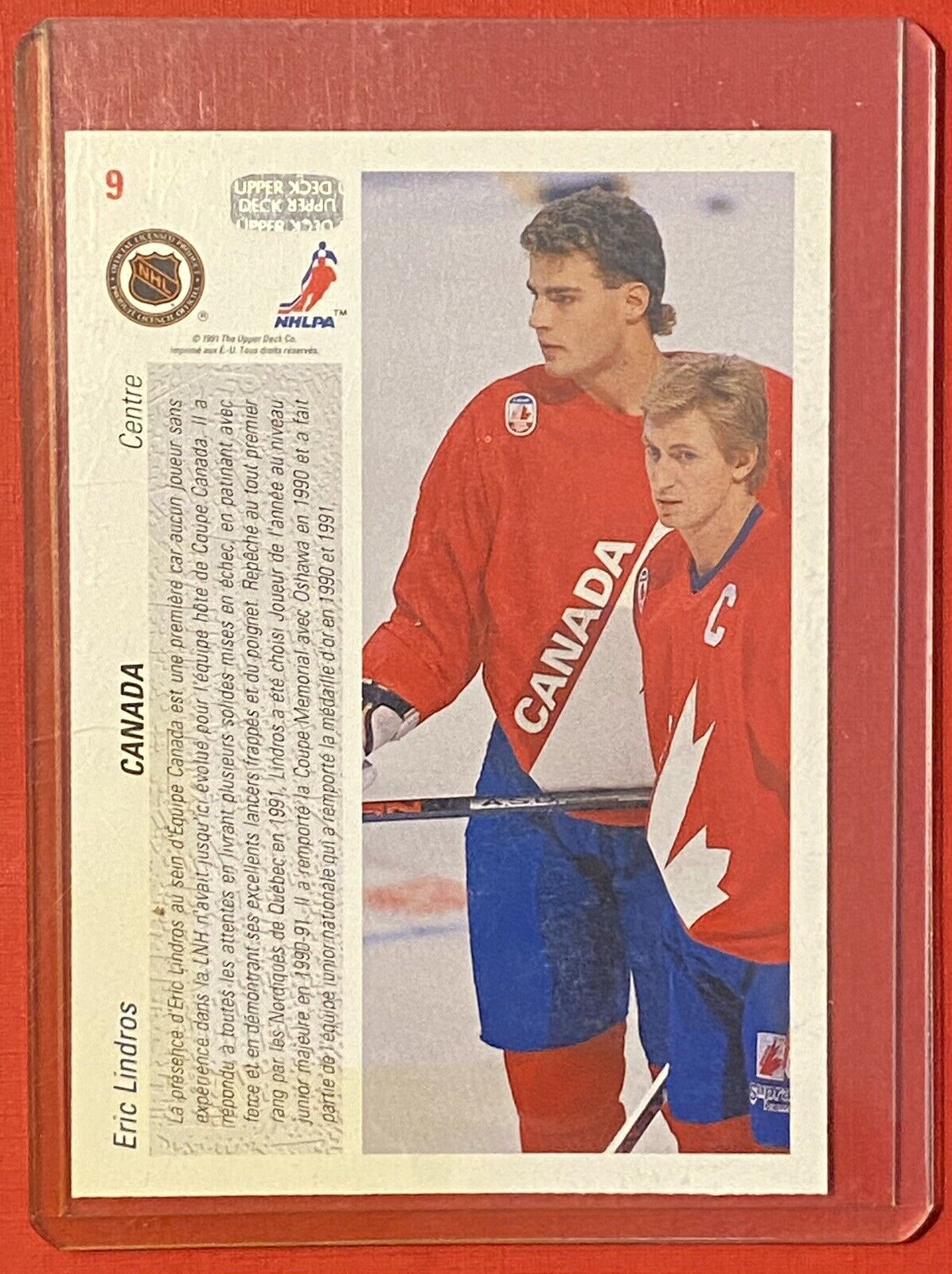 1991-92 Eric Lindros Upper Deck Rookie Team Canada Cup #9 Flyers