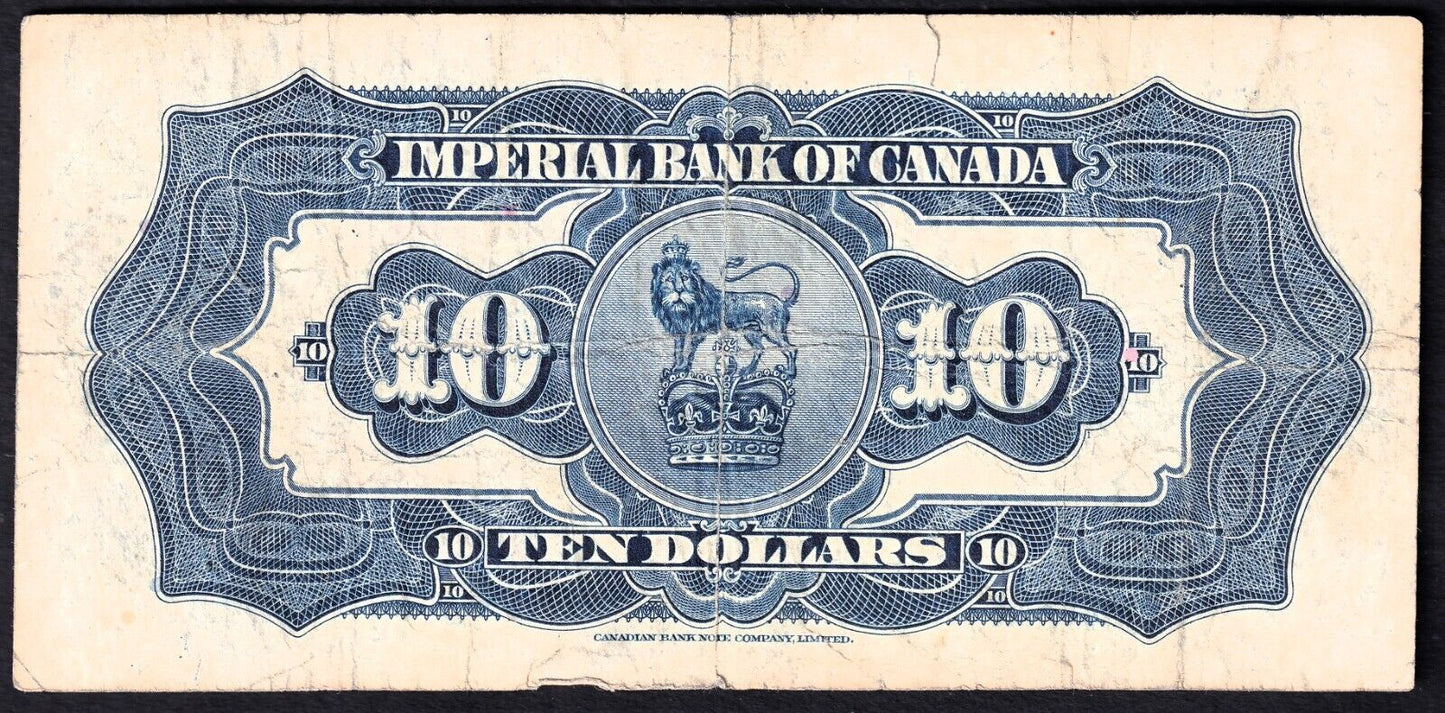 Imperial Bank Of Canada 1939 $10 Ten Dollar Banknote E 079494