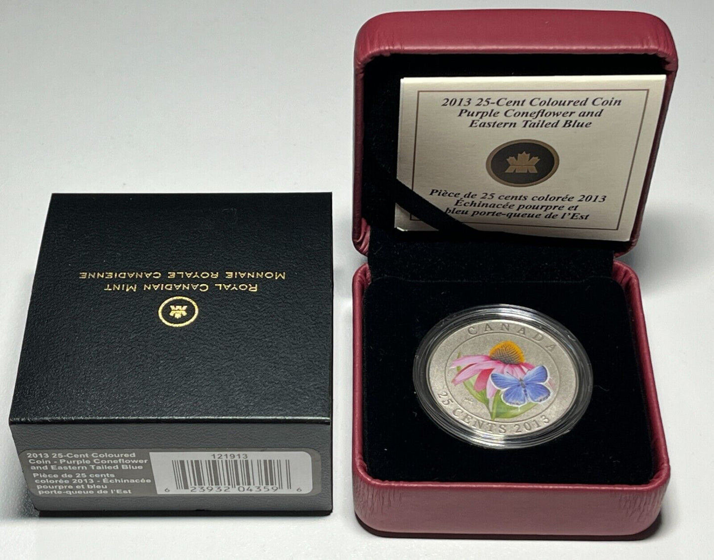 2013 Canada 25 Cent Coloured Coin - Purple Coneflower and Eastern Tailed Blue