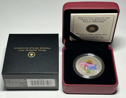 2013 Canada 25 Cent Coloured Coin - Purple Coneflower and Eastern Tailed Blue