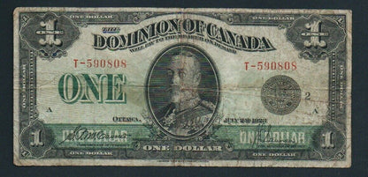 1923 Dominion of Canada $1 Note McCavour/Saunders DC-25f Black Seal