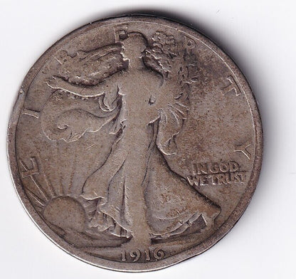 United States 1916 .900 Silver Walking Liberty Half Key Date 50 Cent