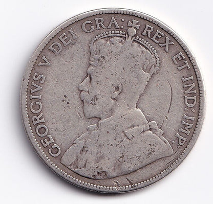 1912 Canada Silver Half Dollar 50 Cent .925 Silver King George V Better Date #1