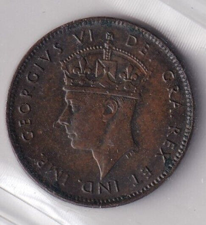 Newfoundland NFLD 1944C One Cent MS-60 "Brown" ICCS