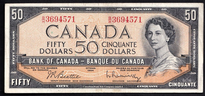 Canada 1954 $50 Fifty Dollar Banknote Beattie - Rasminsky B/H 3694571