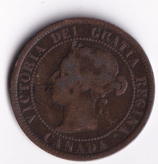 Canada 1884 1 Cent One Large Cent Coin Queen Victoria Nice Details