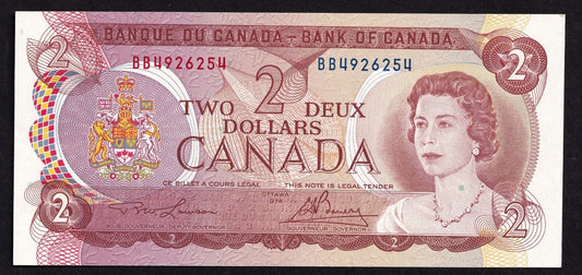 Canada 1974 $2 Two Dollar Banknote Lawson - Bouey BB 4926254