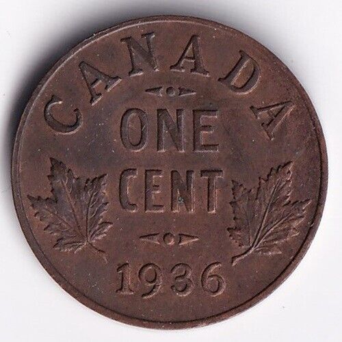 1936 Canada 1 One Cent King George V Penny CAN