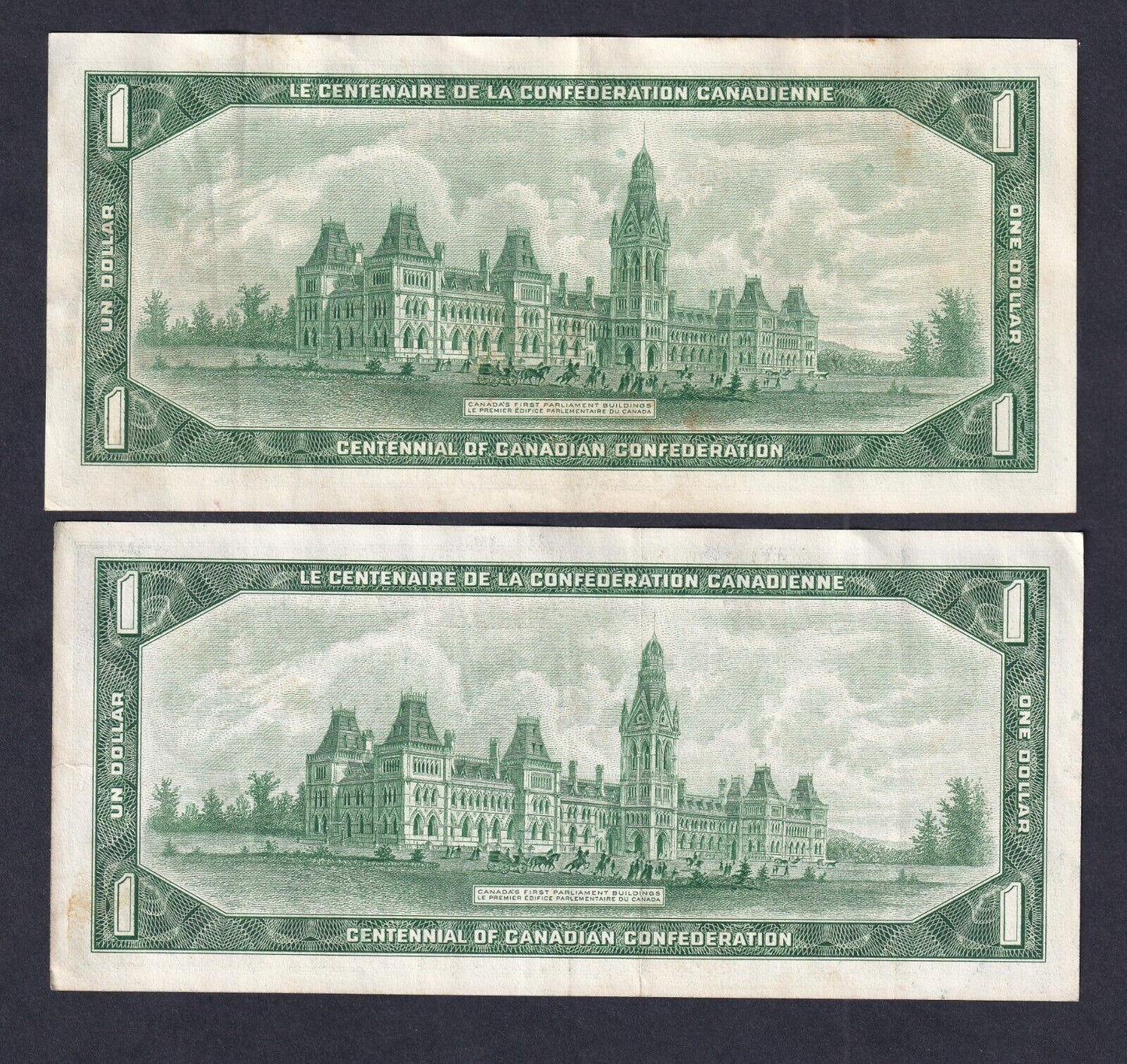 Canada 1967 $1 One Dollar Banknote Lot Of Two Beattie-Raminsky (Nicer Grades)