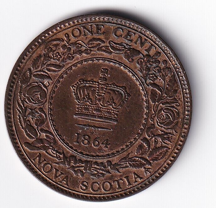 1864 Canada Nova Scotia Large Cent Absolutely Beautiful With Shiny Details AU+