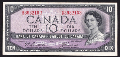 Canada 1954 $10 Ten Dollar Banknote Beattie - Coyne S/D 3932152