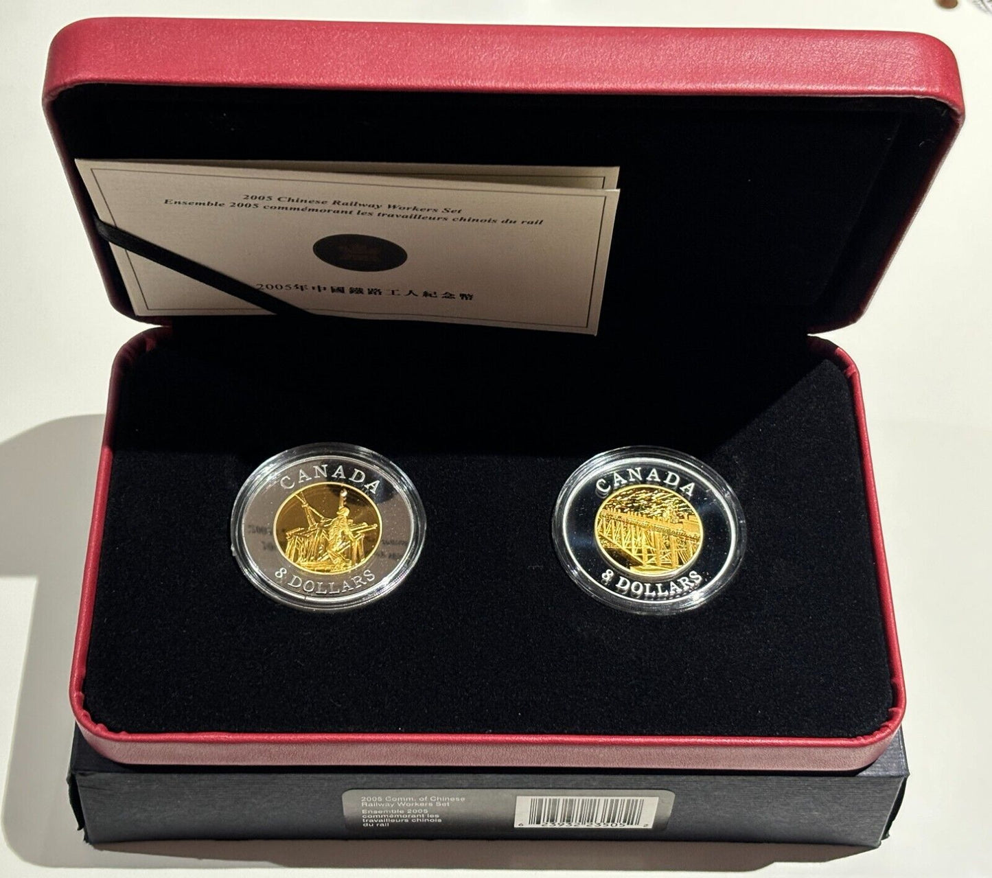 2005 $8 Canada Silver Two-Coin Set - Commemoration of Chinese Railway Workers