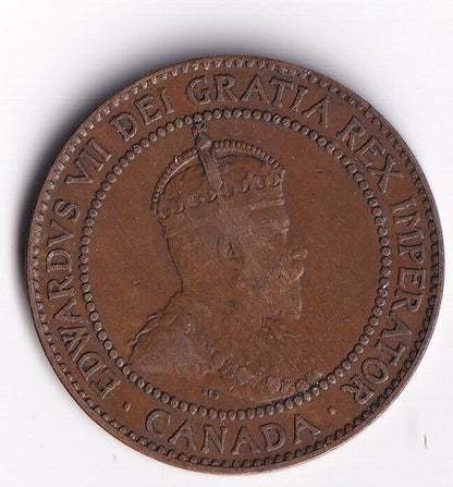 Canada 1910 1 Cent One Large Cent Coin King Edward Nice Details