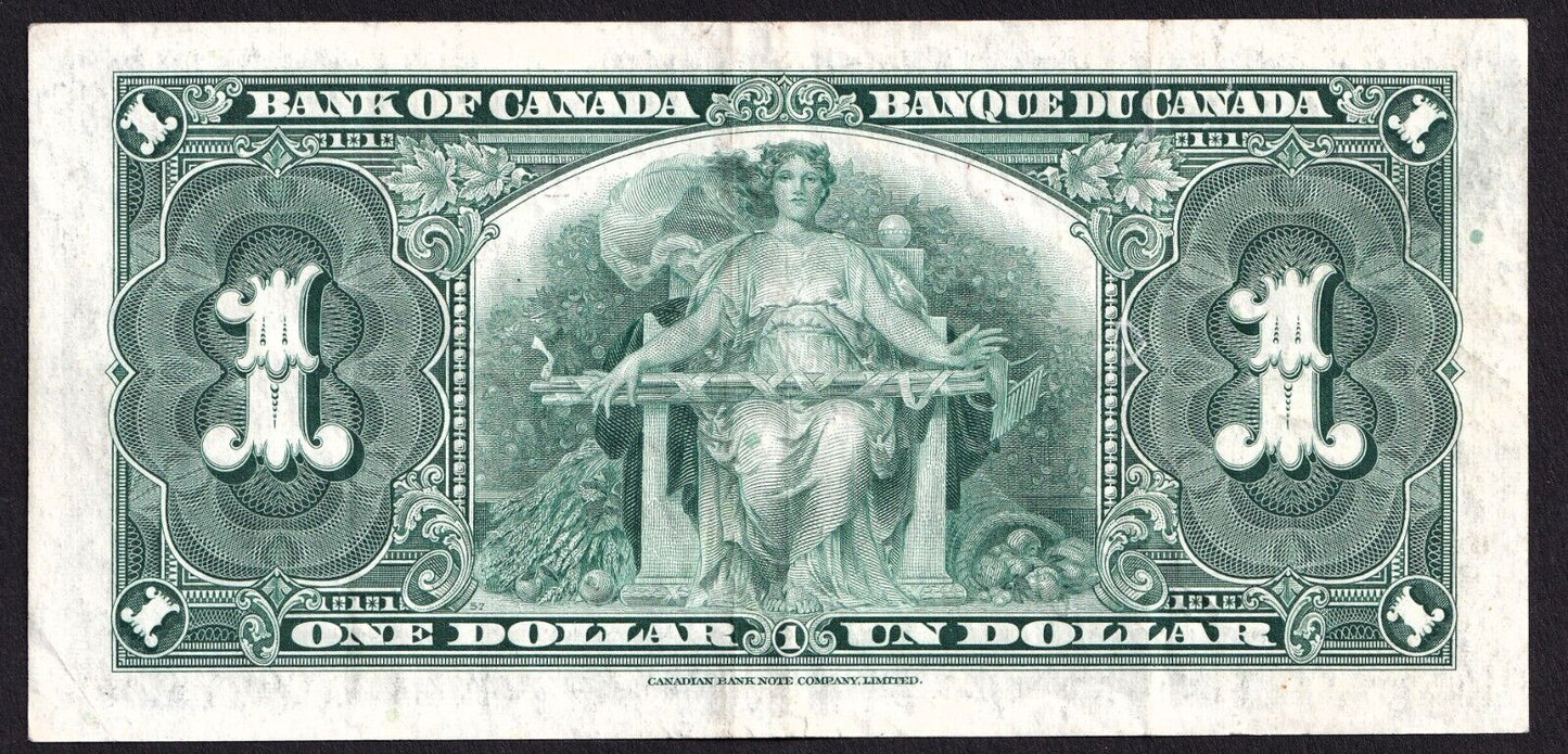 Canada 1937 $1 One Dollar Banknote Coyne - Towers T/M 1229297 Nice Colour