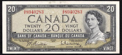 Canada 1954 $20 Twenty Dollar Banknote Beattie - Rasminsky S/E 8940283