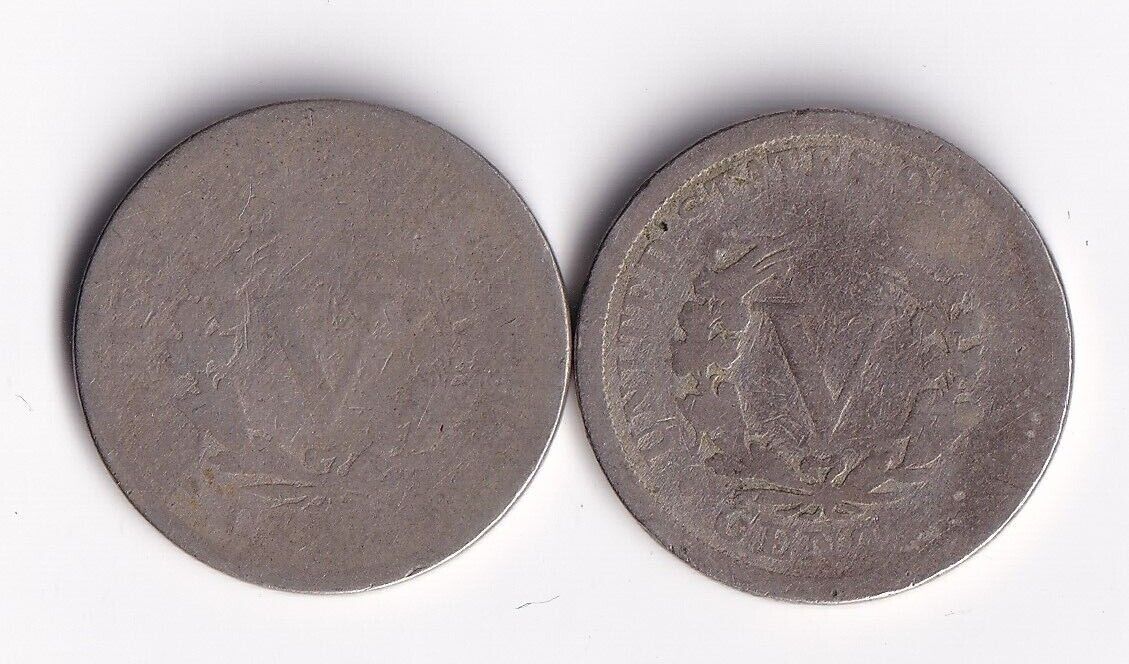 USA 1893 5c Liberty Head Nickel Lot Of Two Harder Date