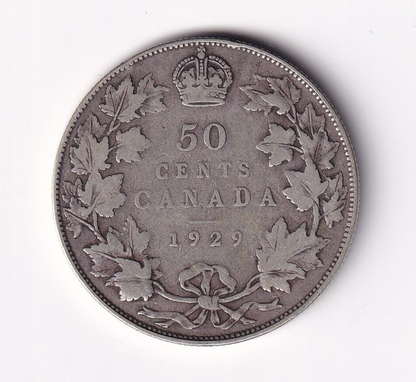 1929 Canada Silver Half Dollar 50 Cent Piece Better Date Solid Grade #3